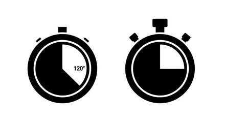Fototapeta premium Stopwatch with angle and time, flat design vector illustration