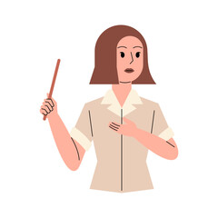 Woman Teacher Holding Pointer Stick