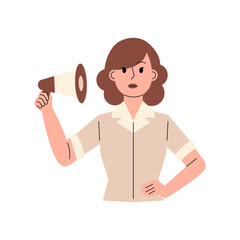 Woman Teacher Holding Megaphone