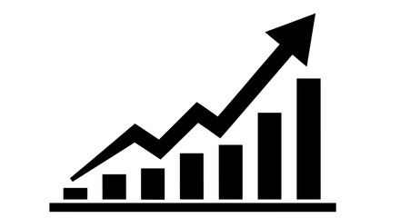 Growth chart vector illustration, rising arrow, bar graph, finance, success, flat design