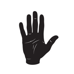 Obraz premium Hand silhouette with open palm and five fingers spread wide isolated on white background stop gesture or high five sign vector illustration minimalist design element for social communication icon