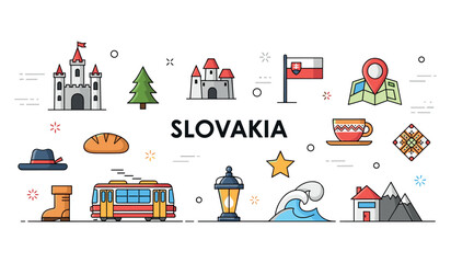 Obraz premium Colorful symbols of slovakia: castles, traditions, and nature