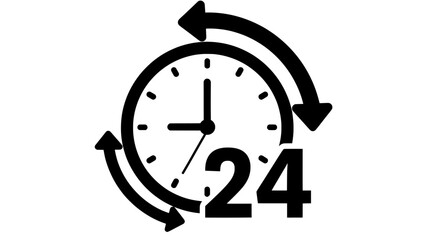 Clock 24 hours vector illustration, time service icon