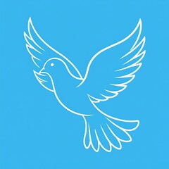 Obraz premium White dove graphic against blue background symbolizing peace and hope