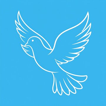 White dove graphic against blue background symbolizing peace and hope