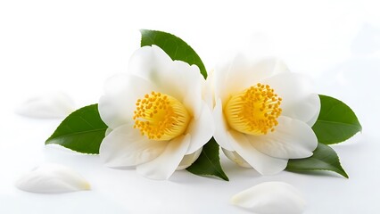 Elegant white camellia blooms
