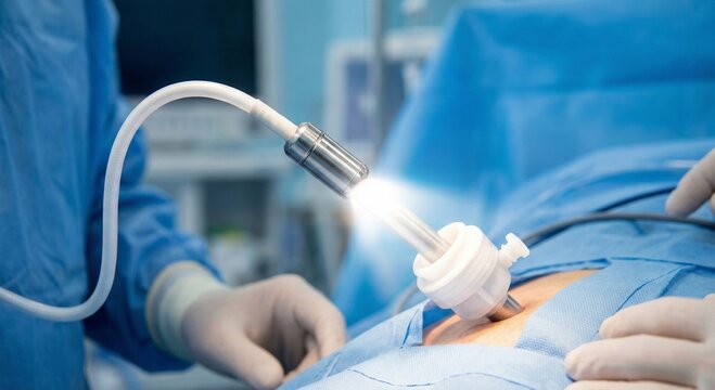 Laparoscopic Camera Lens Insertion During Abdominal Surgery.