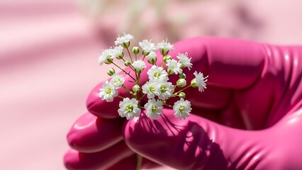 Holding delicate white flowers