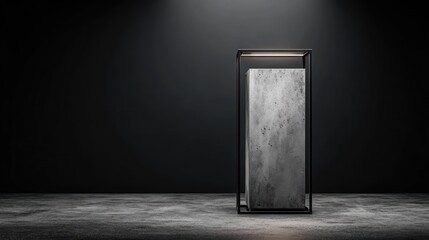 Abstract rectangular frame with stone texture in dark environment