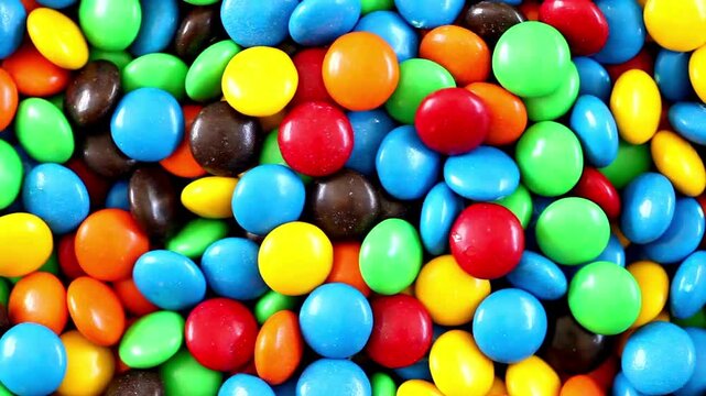 Vibrant colorful candy background with shiny multicolored sweets