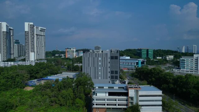 data center building cloud cyber infrastructure. Lovely aerial view rone