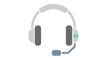 Gray headphones with microphone a vector illustration on a white background