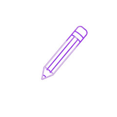 Fototapeta premium A purple pencil icon in a simple line drawing style on a transparent background