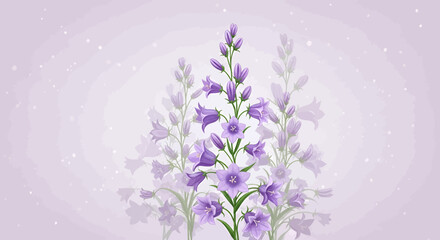 Elegant floral design forming a stylized tree with vibrant purple accents on a light background