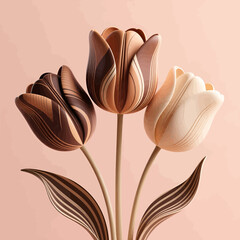 Elegant black and white tulips displayed in a rustic vase against a soft background