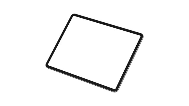 Template simple tablet with blank screen PNG. Floating mockup for app presentation and web design.
