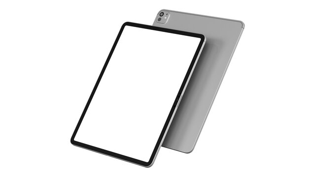 Floating tablet mockup on transparent background and empty screen for web design and presentation. 