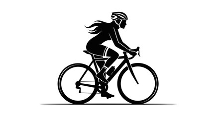 Fototapeta premium Female Cyclist Silhouette on Racing Bike Vector Illustration