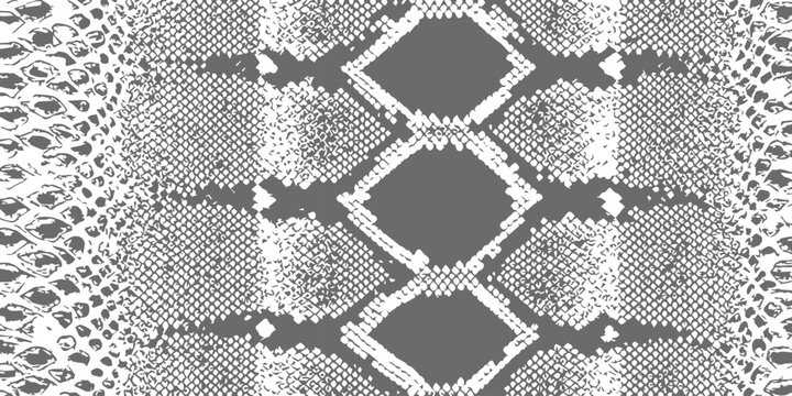 Realistic monochromatic python snake skin texture pattern seamless background vector illustration, wild animal print for fashion design