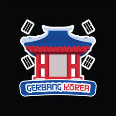 Cartoon Stylized Gate Illustration South Korea Landmark Traditional Building