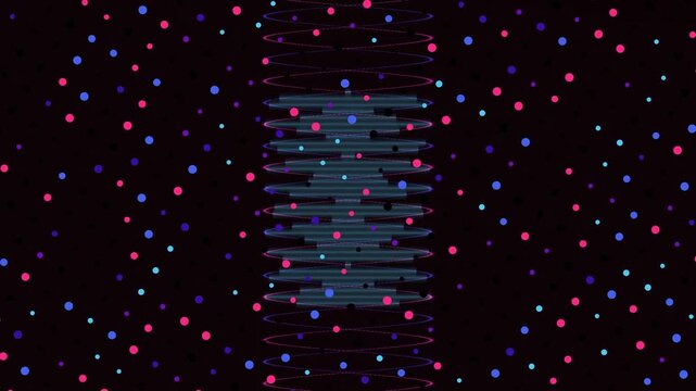 Abstract Visual Coil Motion in Deep Colorful Dots Swirls