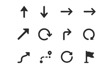Path turn arrow vector icons minimalist north direction rotation east diagonal circle