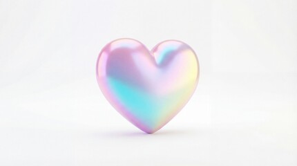 Obraz premium Iridescent Heart Symbolizing Love and Affection on White Background.