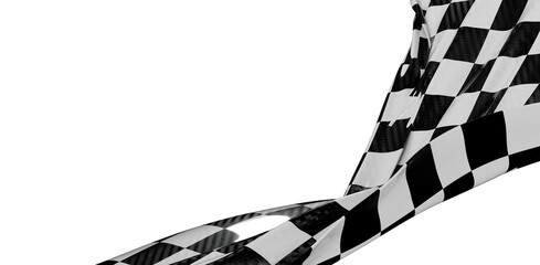 Obraz premium Dynamic image of a checkered racing flag against a white background. This photo represents speed, competition, and the t
