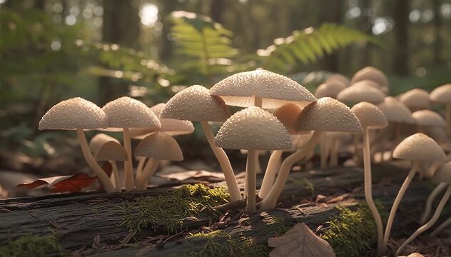 Timelapse of Coprinellus micaceus is a common species of mushroom-forming fungus growing in a wild.

