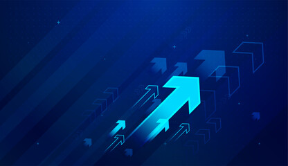 Fototapeta premium Technology upward arrows highlights a strong point where finance begins to increase with confidence. with The arrow design