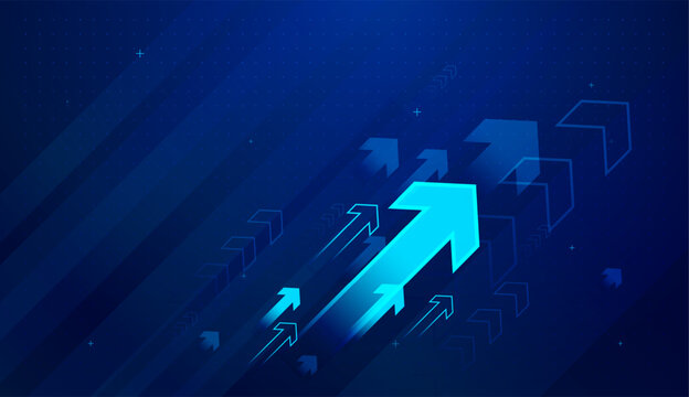 Technology upward arrows highlights a strong point where finance begins to increase with confidence. with The arrow design