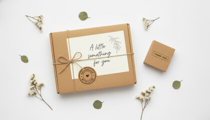 Kraft paper gift box tied with string and decorated with dried flowers perfect for e commerce shipping and thoughtful packaging ideas