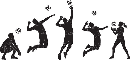 Volleyball players in action, illustrating the dynamic movements and athletic grace of the sport