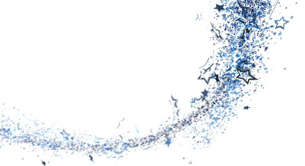 Abstract design of blue stars on white background. Perfect for celebratory themes, space, and artistic concepts. Modern