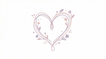 Hand drawn love heart vector illustration with floral doodles