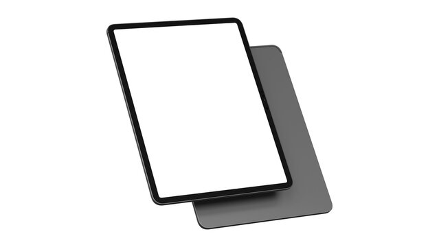 Mockup iPad on transparent background. Vertical view with empty blank screens for design and app presentation.