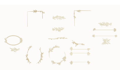 Elegant golden frame and border vector set with olive branch botanical elements for wedding stationery © Md Humaun