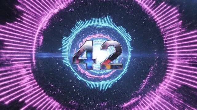 Futuristic Number 42 Neon Light Display