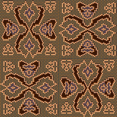 Pattern  seamless, ornament  ethnic, folk, geometric, mosaic for fabrics, interiors, ceramics and furniture in the Latin American style.