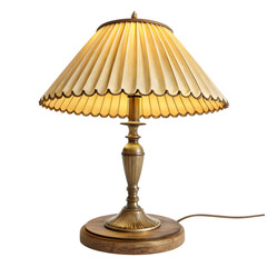 Obraz premium Vintage brass table lamp with beige lampshade isolated on transparent background