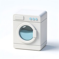 minimalist 3D washing machine icon white background