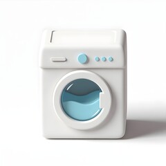 minimalist 3D washing machine icon white background