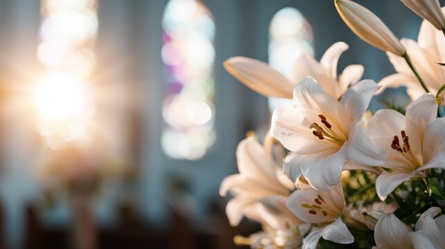 Elegant White Lilies Illuminate a Sacred Space with Soft Light