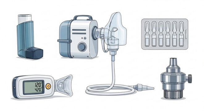 Asthma inhaler nebulizer and peak flow meter for respiratory health management