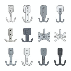 Set of Vector Wall Hooks in Various Designs