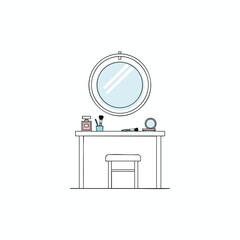 Vanity Desk with Mirror and Makeup Essentials