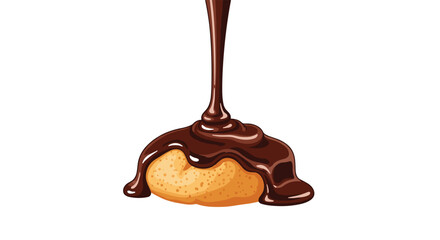 Obraz premium Melted Chocolate Being Poured Over a Golden Brown Cookie or Pastry for Delicious Dessert Presentation.