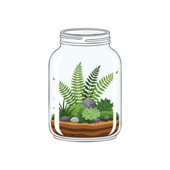 Miniature Fern Terrarium in Glass Jar