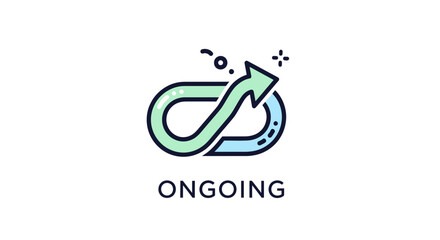 Fototapeta premium Ongoing Loop Arrow Icon 3D Render Typography Illustration for Continuous Process, Cycle, and Workflow Concepts