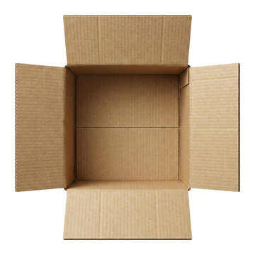 Top view of an open empty cardboard box